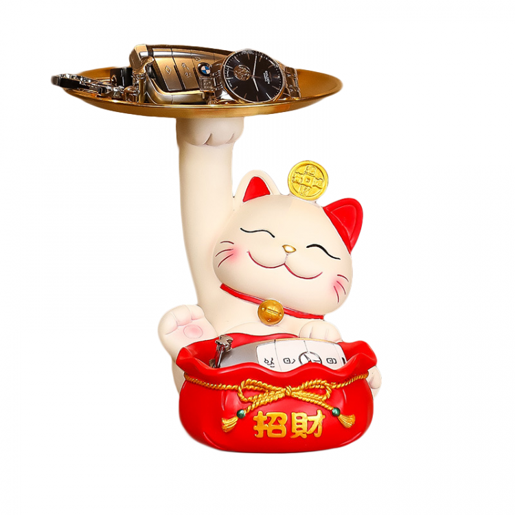 Японская фигурка подставка для украшений MANEKI NEKO красный мешок