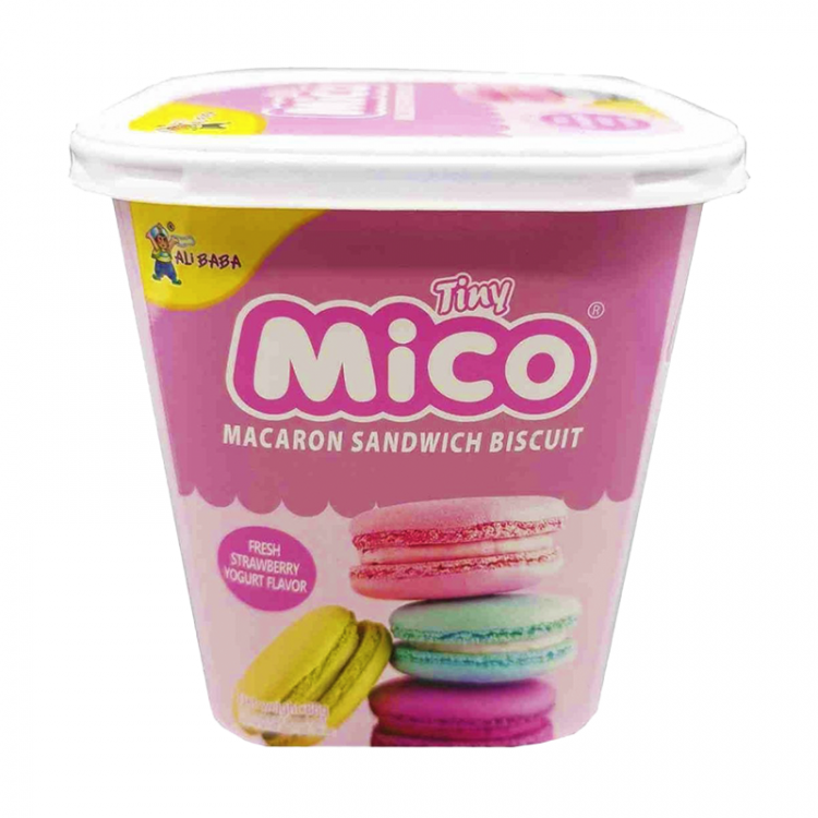 Печенье-макаруны Tiny Mico со вкусом клубники и йогурта, 88 г