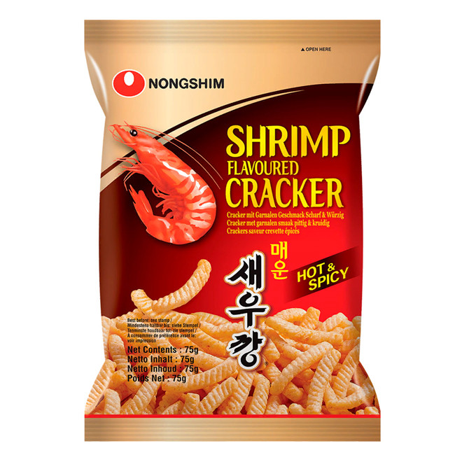 Чипсы креветочные запеченые острые Nongshim, 75 гр