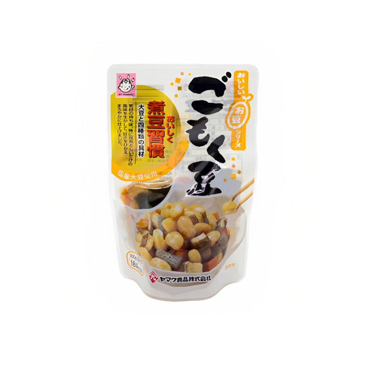 Бобы соевые вареные с ламинарией и грибами шиитаке Yamaku, 110 г, Япония