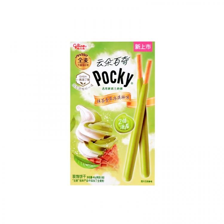 ПОКИ бисквитные палочки со вкусом мусса и зеленого чая Glico, 48 г