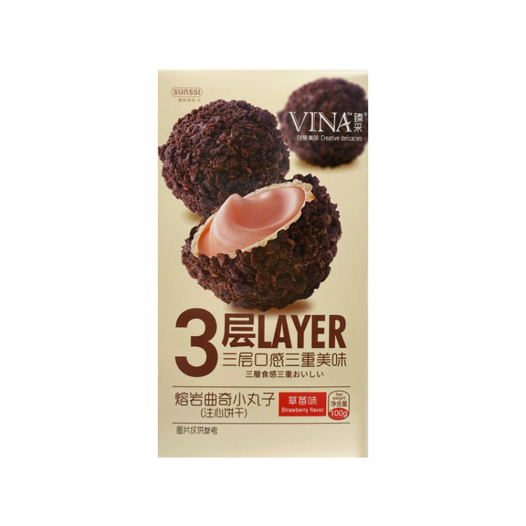 Печенье трехслойное со вкусом клубники, 100 г