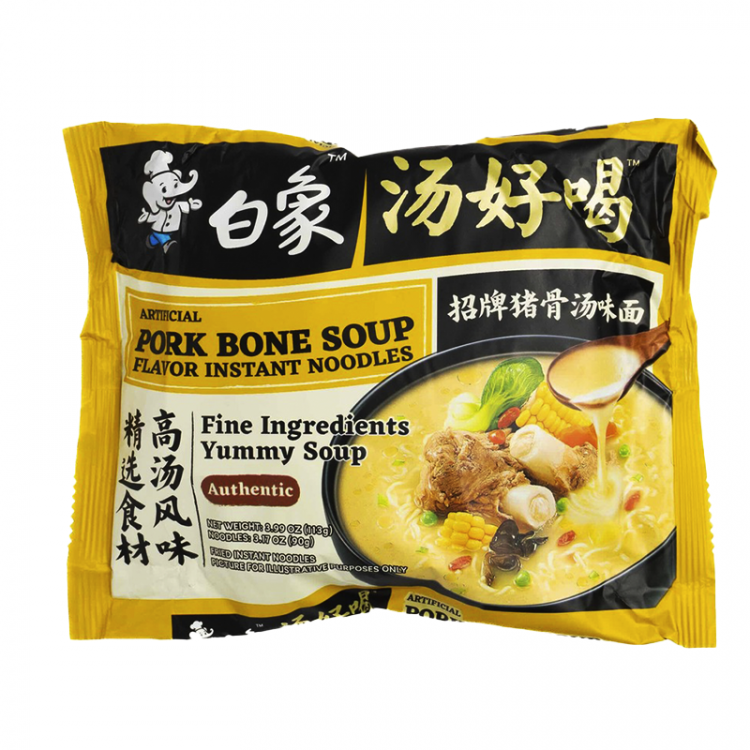 Лапша б/п Байсян со вкусом суп на свиных ребрышках,брикет 113 г