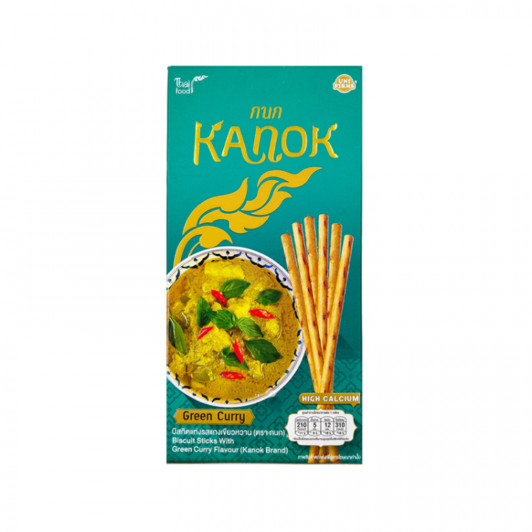 Печенье палочки со вкусом Зеленый Карри Kanok, 40 г