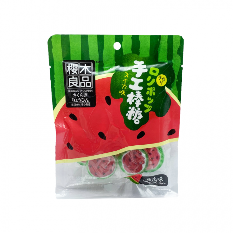 Леденцы на палочке со вкусом арбуза "Sakuragi Ryouhinn", 62 г