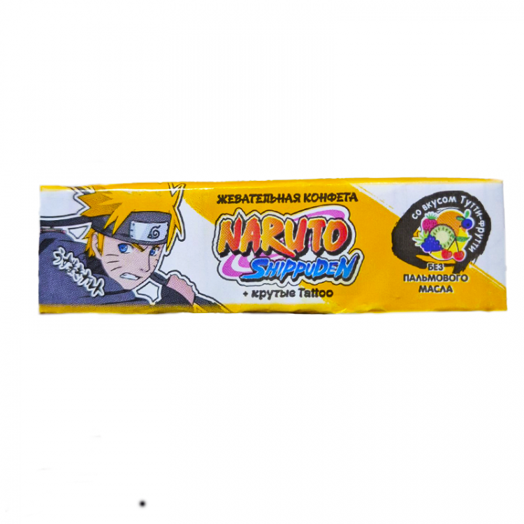 Жевательная конфета со вкусом Тутти-Фрутти + переводное тату "Naruto Shippuden", 25 г