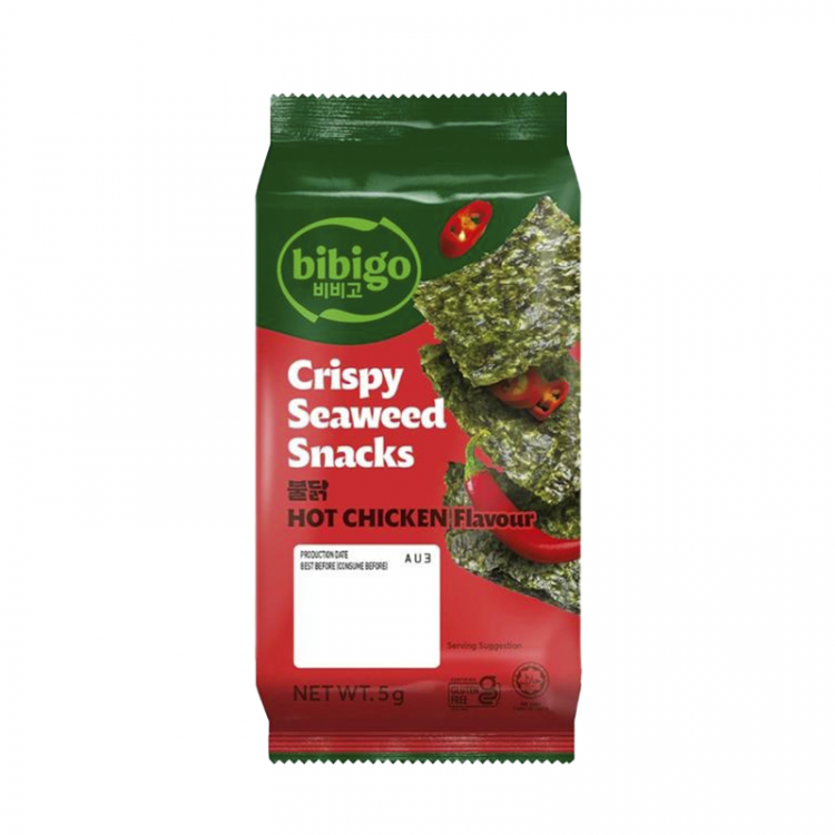 Снек из морской капусты со вкусом острой курицы CJ Bibigo, 5 гр