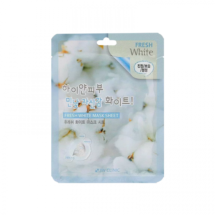 Маска для лица тканевая 3W белая, 23 мл