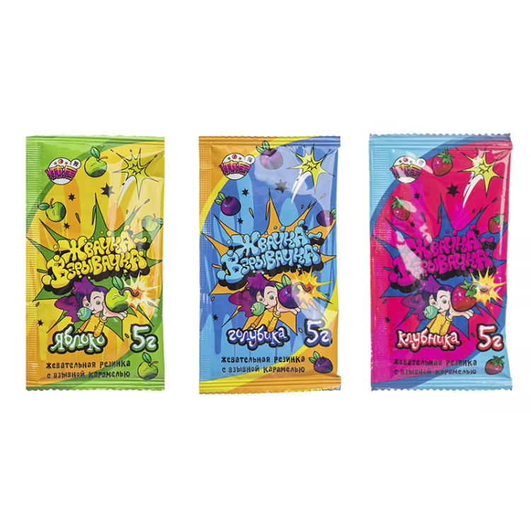 Жевательная резинка с взрывной карамелью Жвачка-взрывачка, 5 г