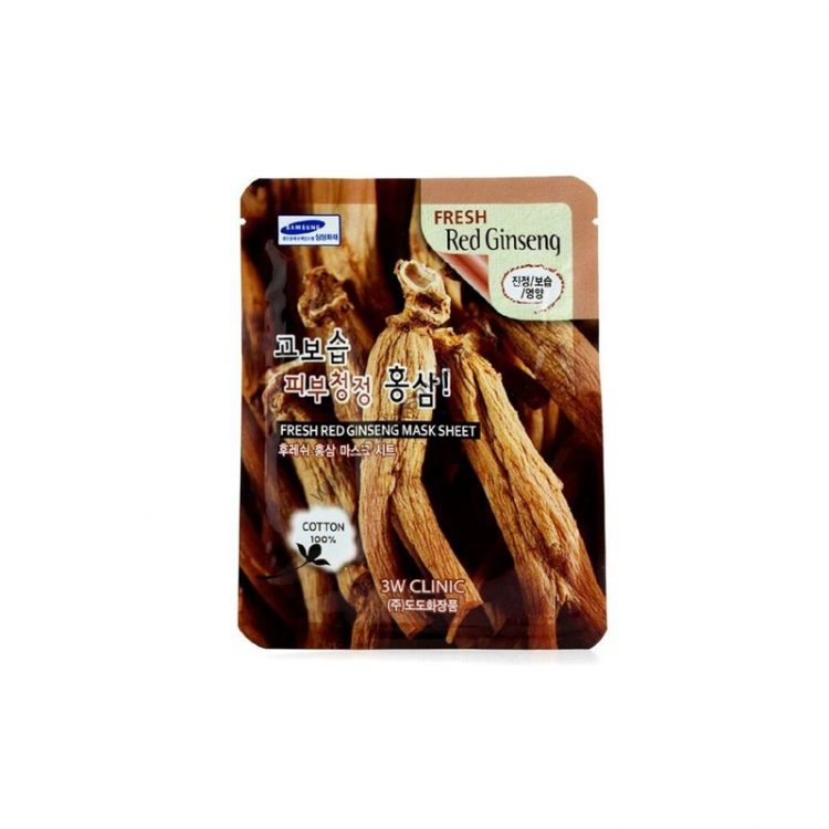 Маска для лица тканевая 3W красный женьшень, 23 мл