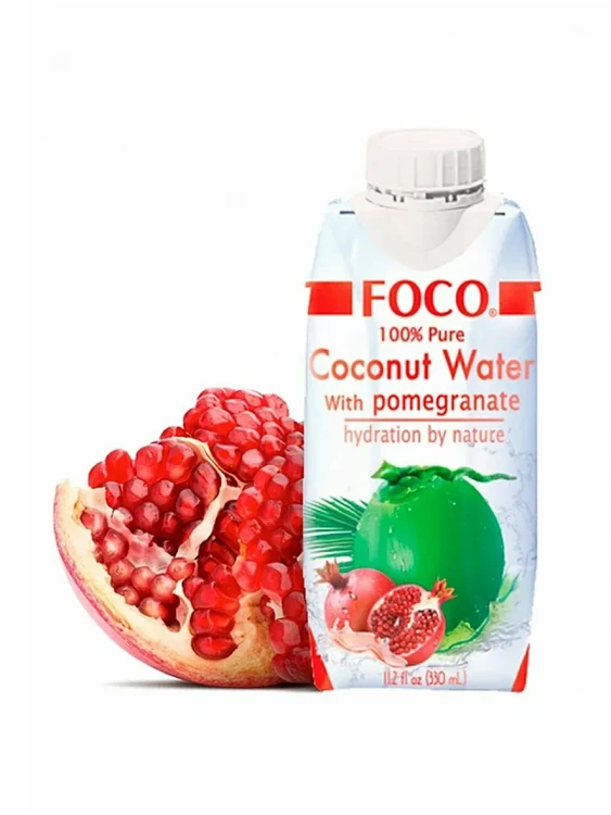 Кокосовая вода Foco 100% с соком граната 330 мл