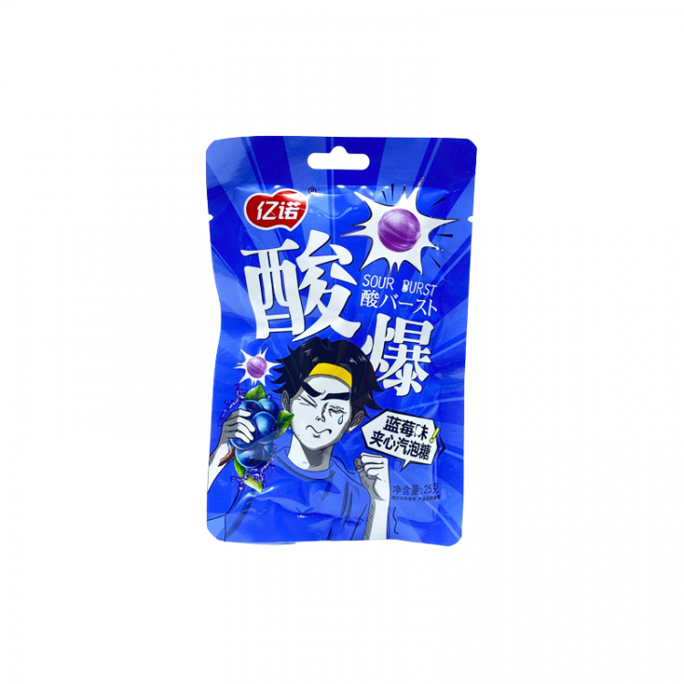 Конфеты кислые ассорти вкусов лайм/ананас/черника/клубника Yinuo, 25 г