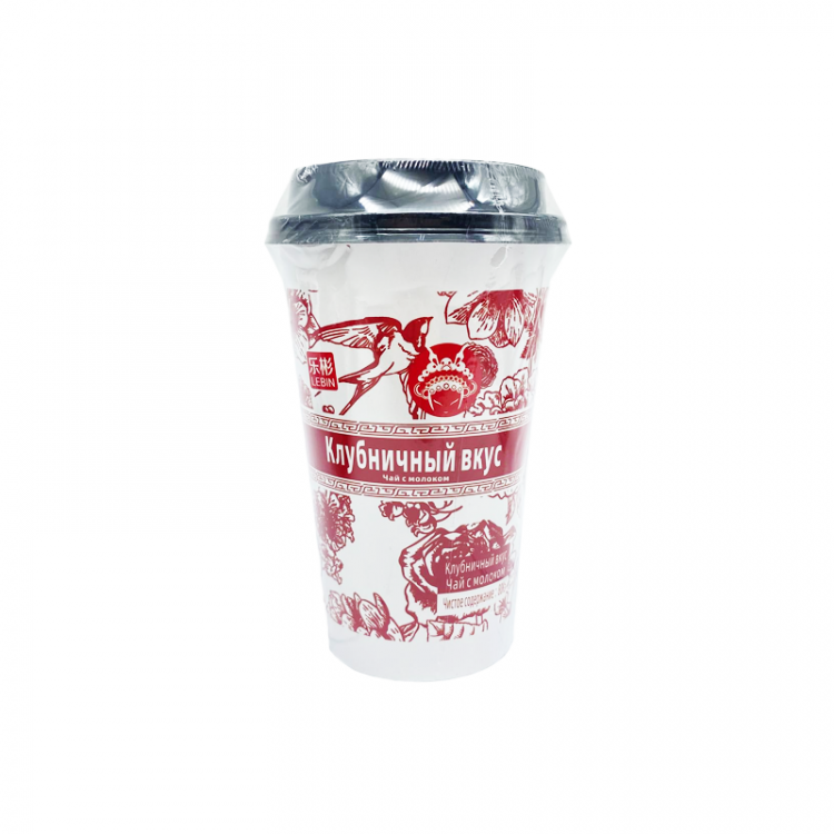 Чай молочный растворимый Lebin с кокосовым желе, со вкусом клубники, 80 г