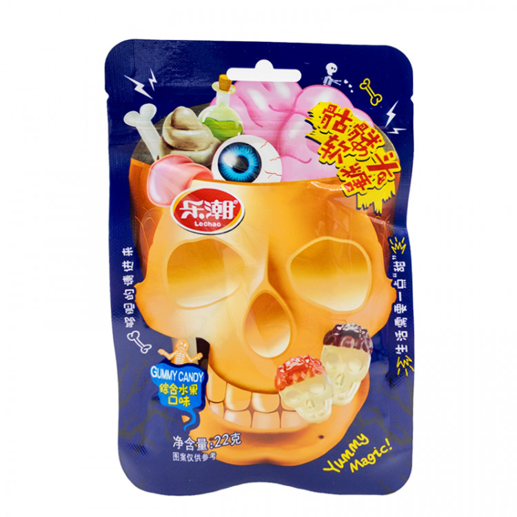 Конфета жевательная с начинкой "Череп", 22 гр