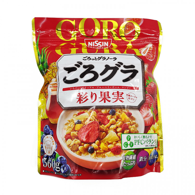 Мюсли фруктовые (кленовый сироп, манго, ананас, черника, клубника) Nissin, 360 г